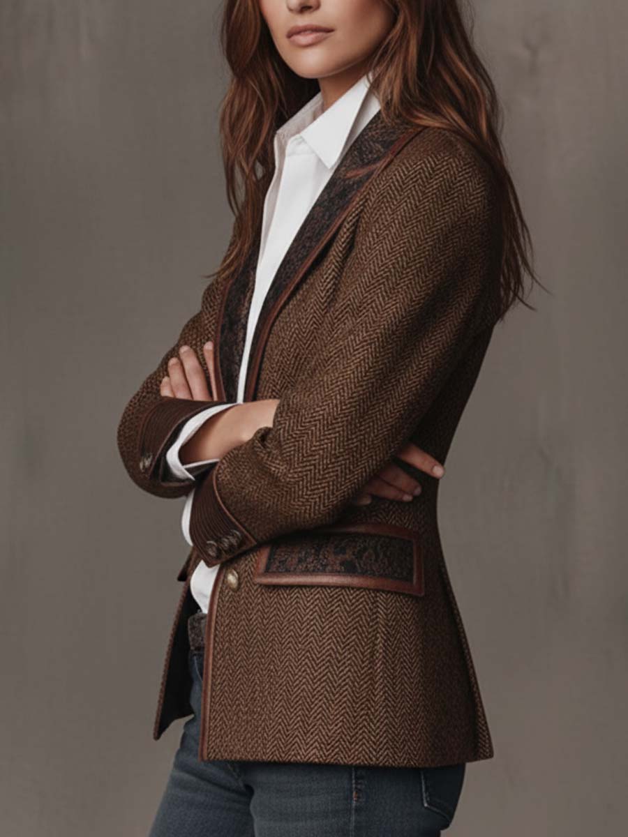 Blazer con Paneles en Espiga