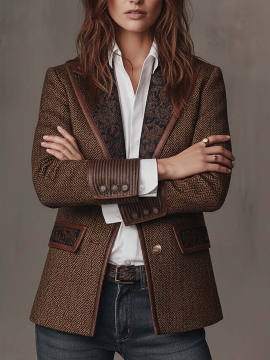 Blazer con Paneles en Espiga