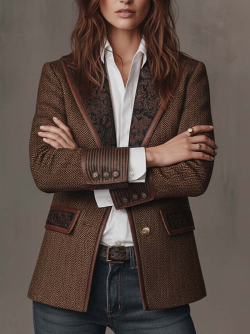 Blazer con Paneles en Espiga