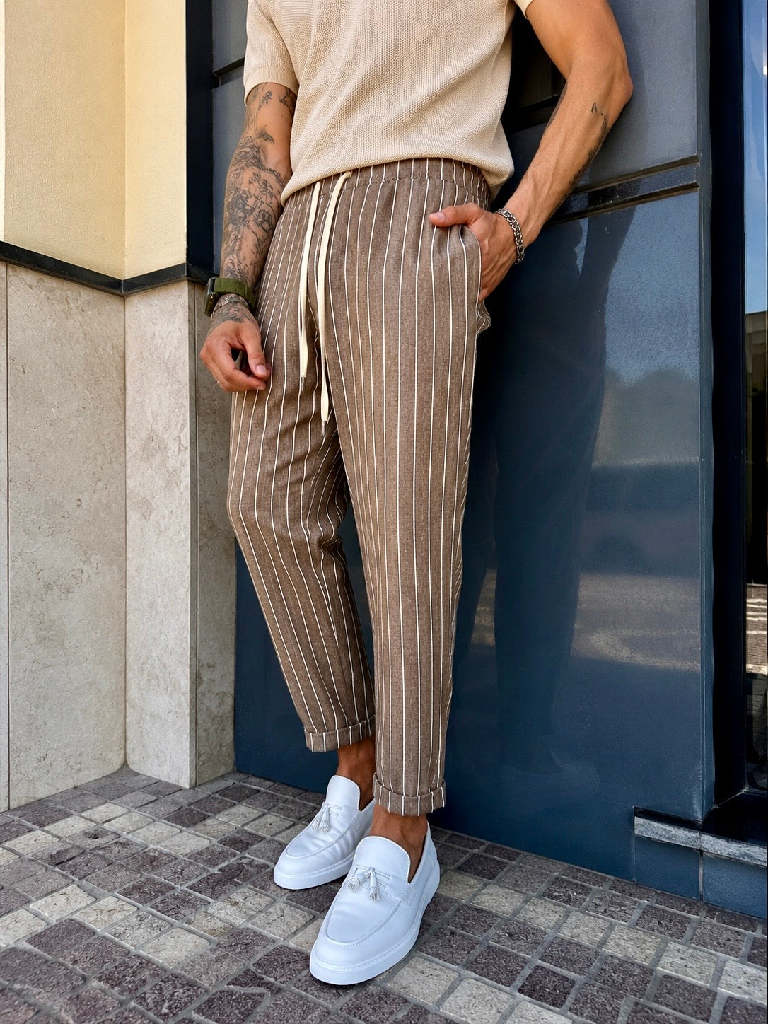 Pantalón de Algodón a Rayas