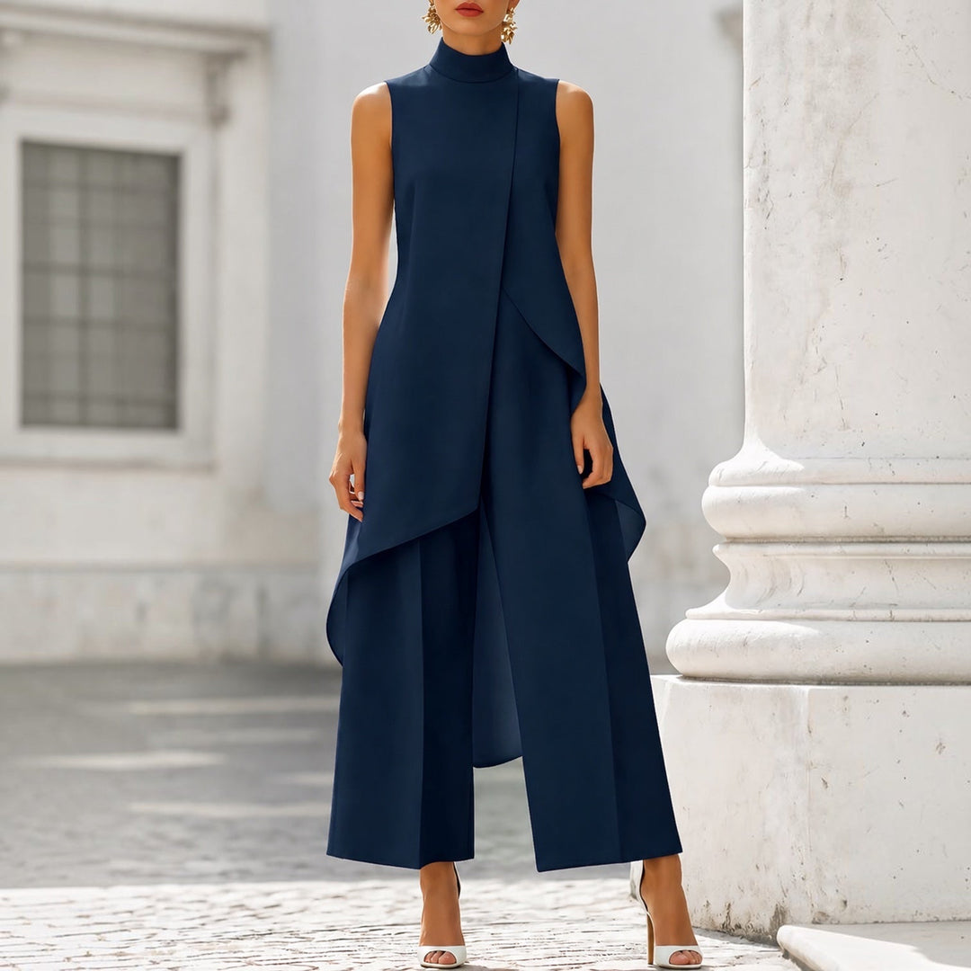 Conjunto Elegante de Cuello Alto con Top Drapeado