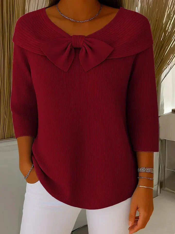 Jersey de Cuello Redondo con Lazo