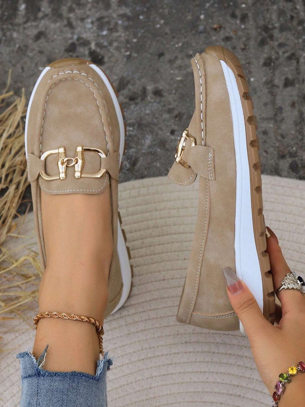 Mocasines Planos con Hebilla