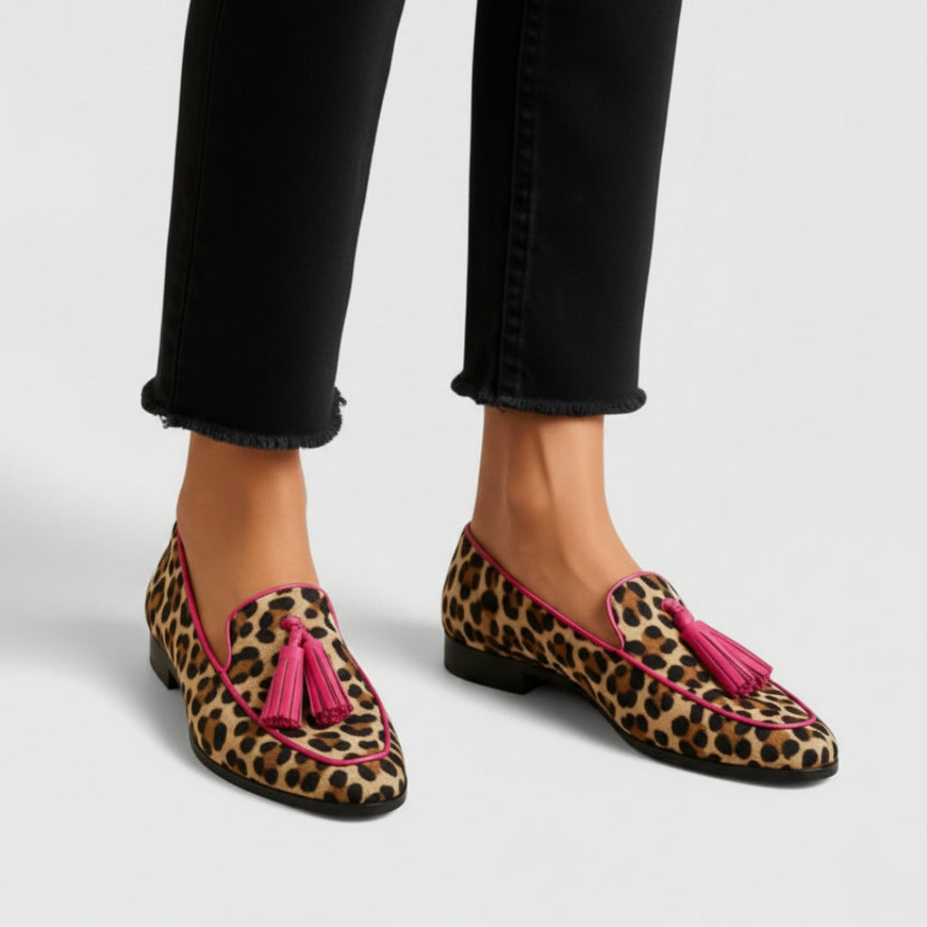 Mocasines con Estampado Animal y Soporte de Arco