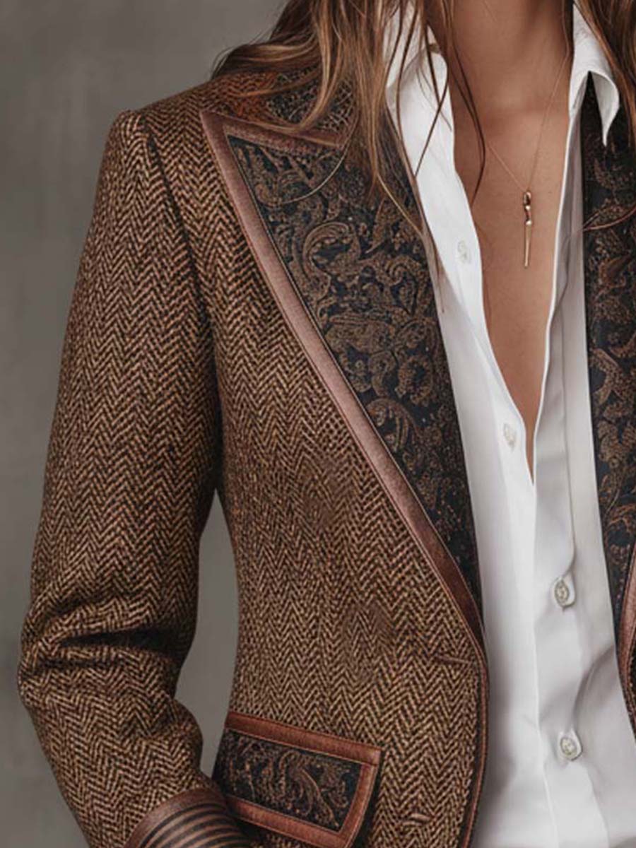 Blazer con Paneles en Espiga