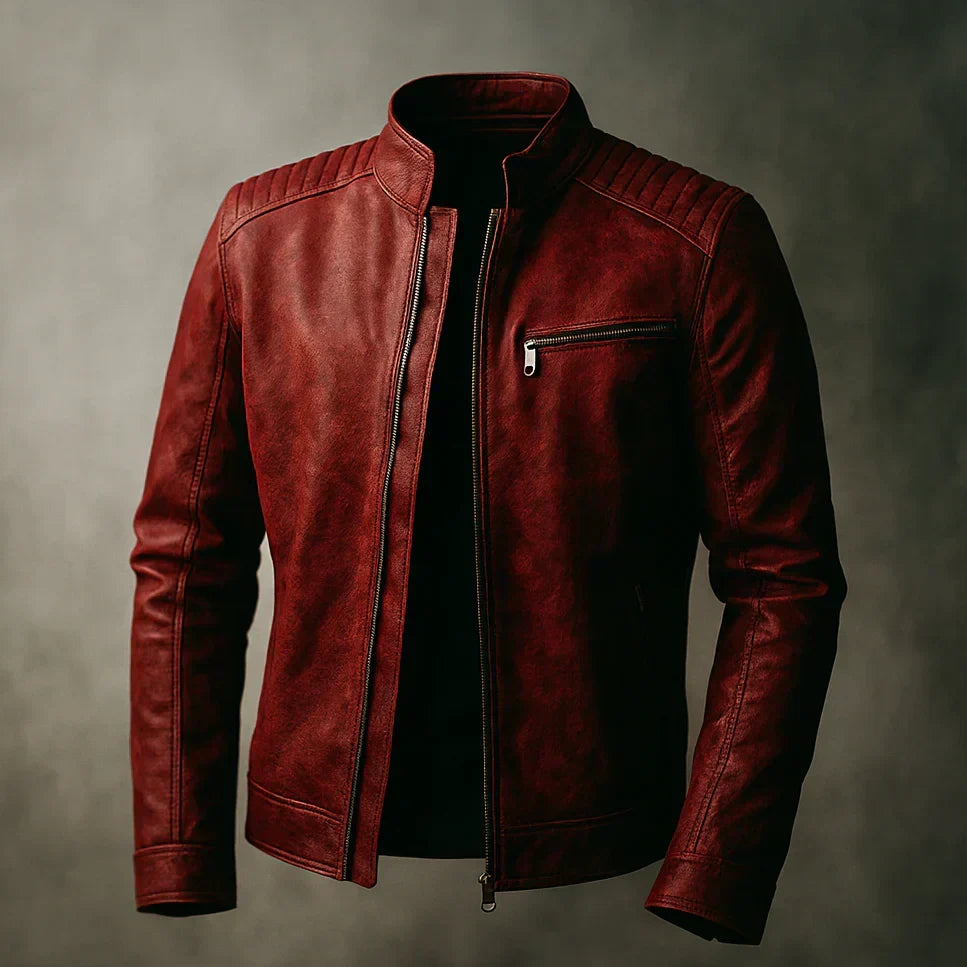 Chaqueta de Cuero Sintético con Cierre de Cremallera