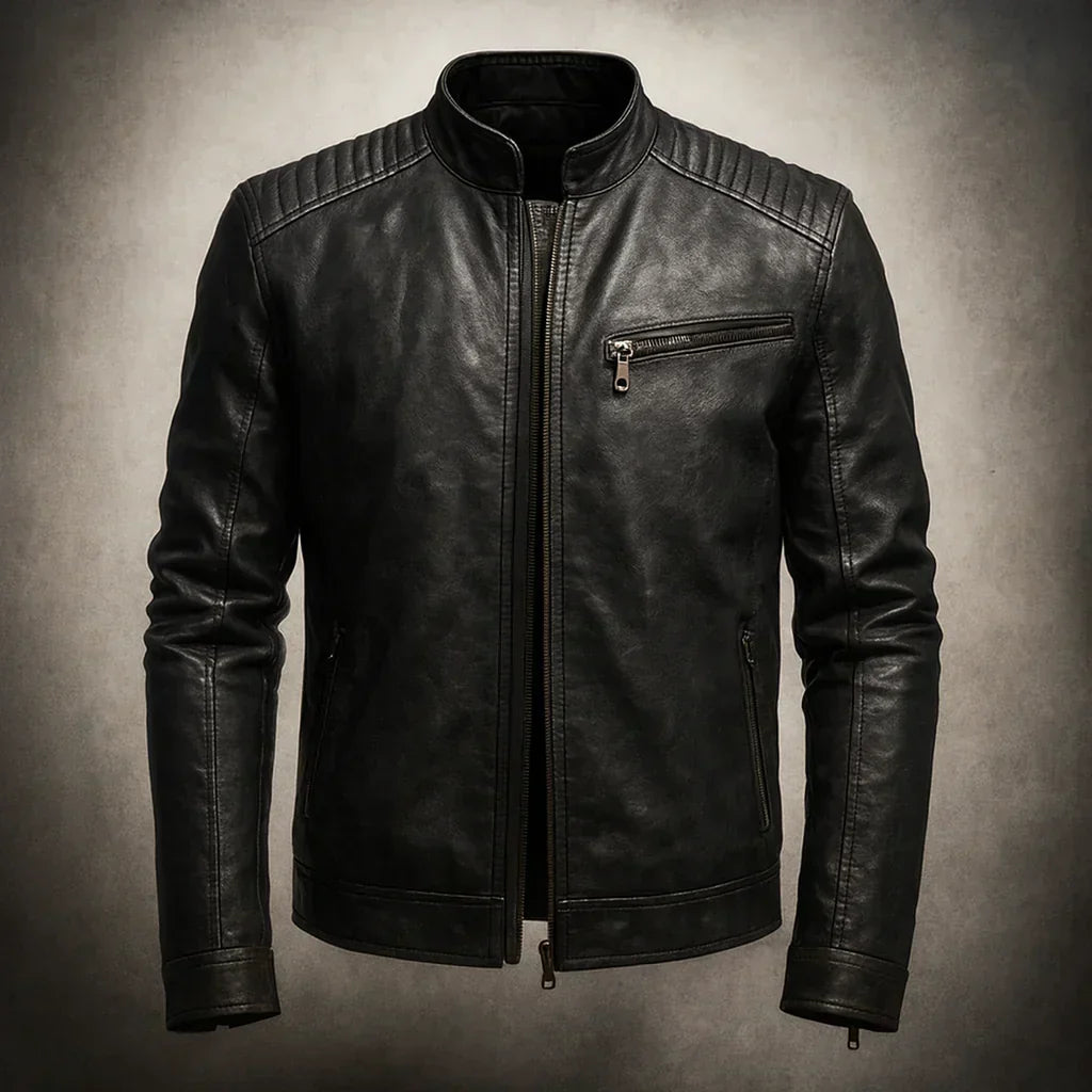 Chaqueta de Cuero Sintético con Cierre de Cremallera