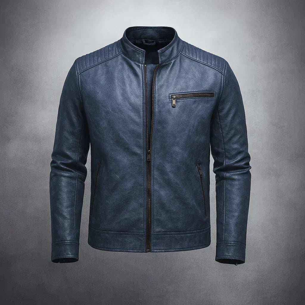 Chaqueta de Cuero Sintético con Cierre de Cremallera