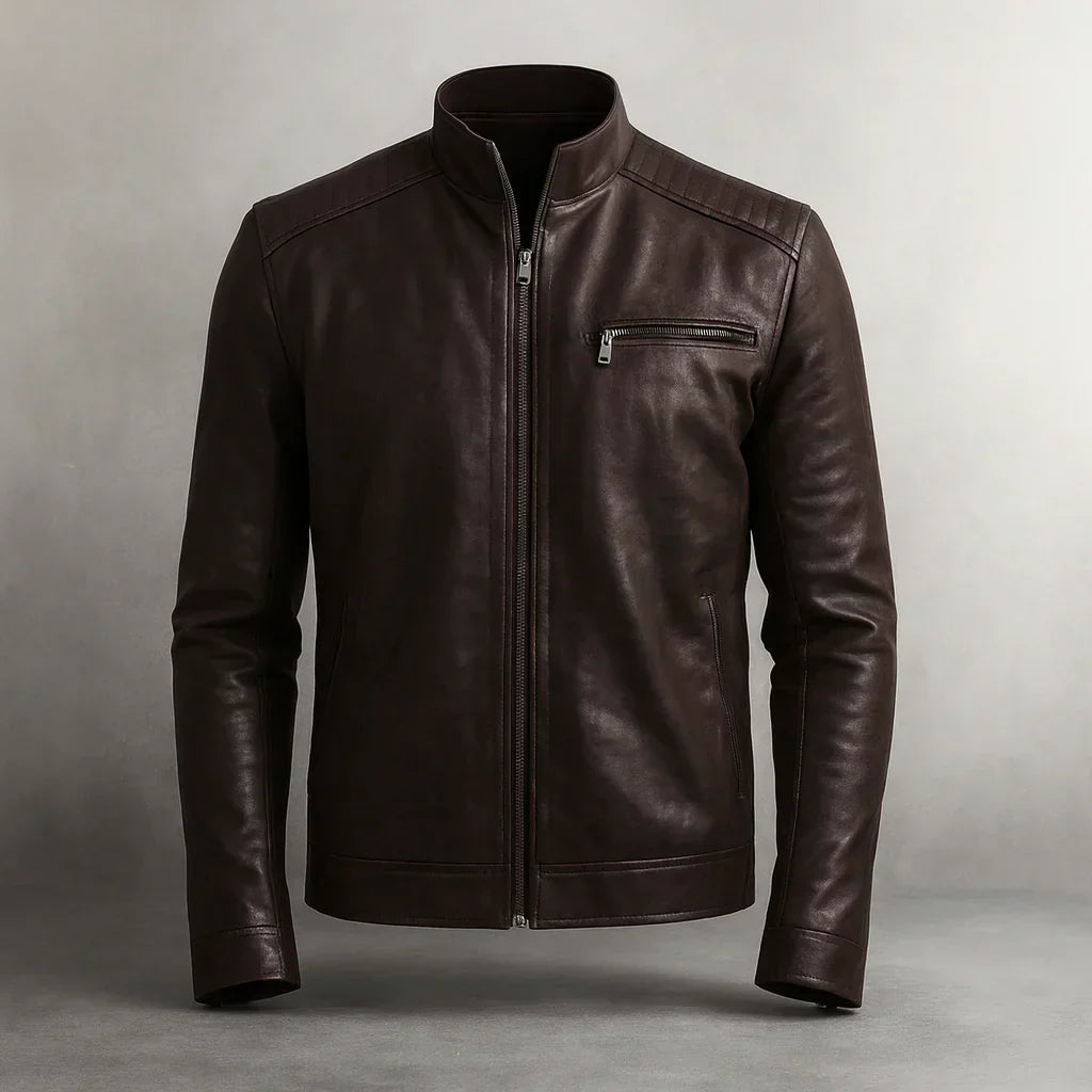 Chaqueta de Cuero Sintético con Cierre de Cremallera