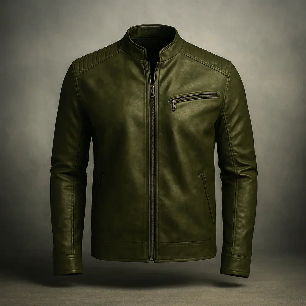 Chaqueta de Cuero Sintético con Cierre de Cremallera
