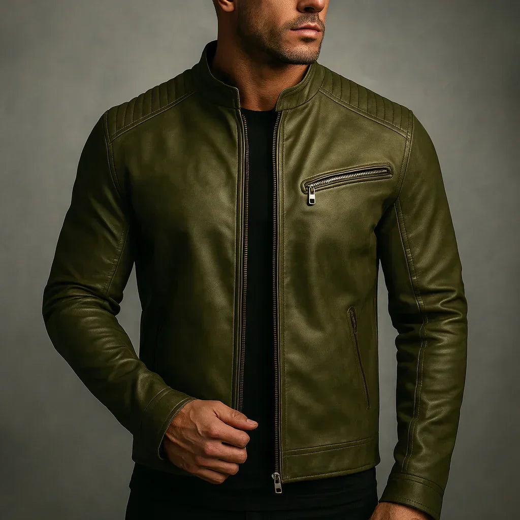 Chaqueta de Cuero Sintético con Cierre de Cremallera