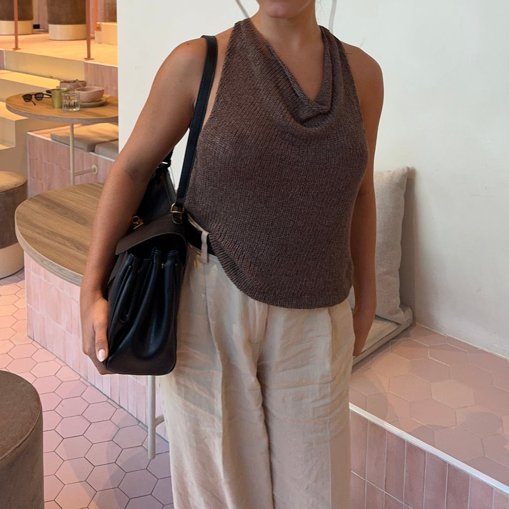 Bolso Vintage de Cuero Vegano con Herrajes Dorados