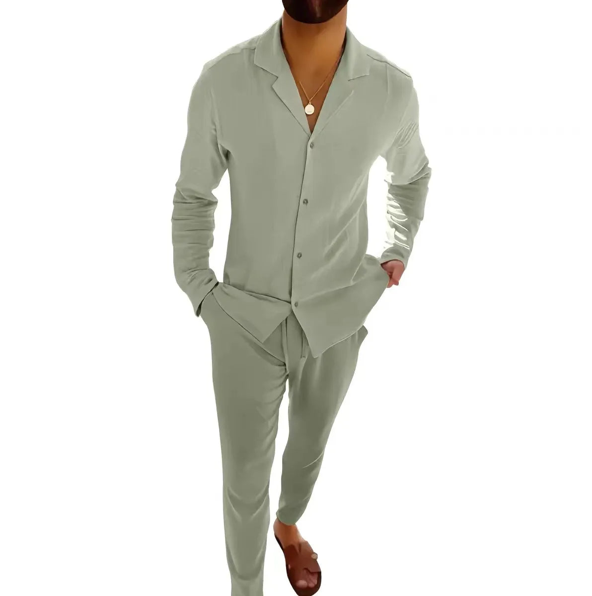 Conjunto de Lino Ligero de Ajuste Informal
