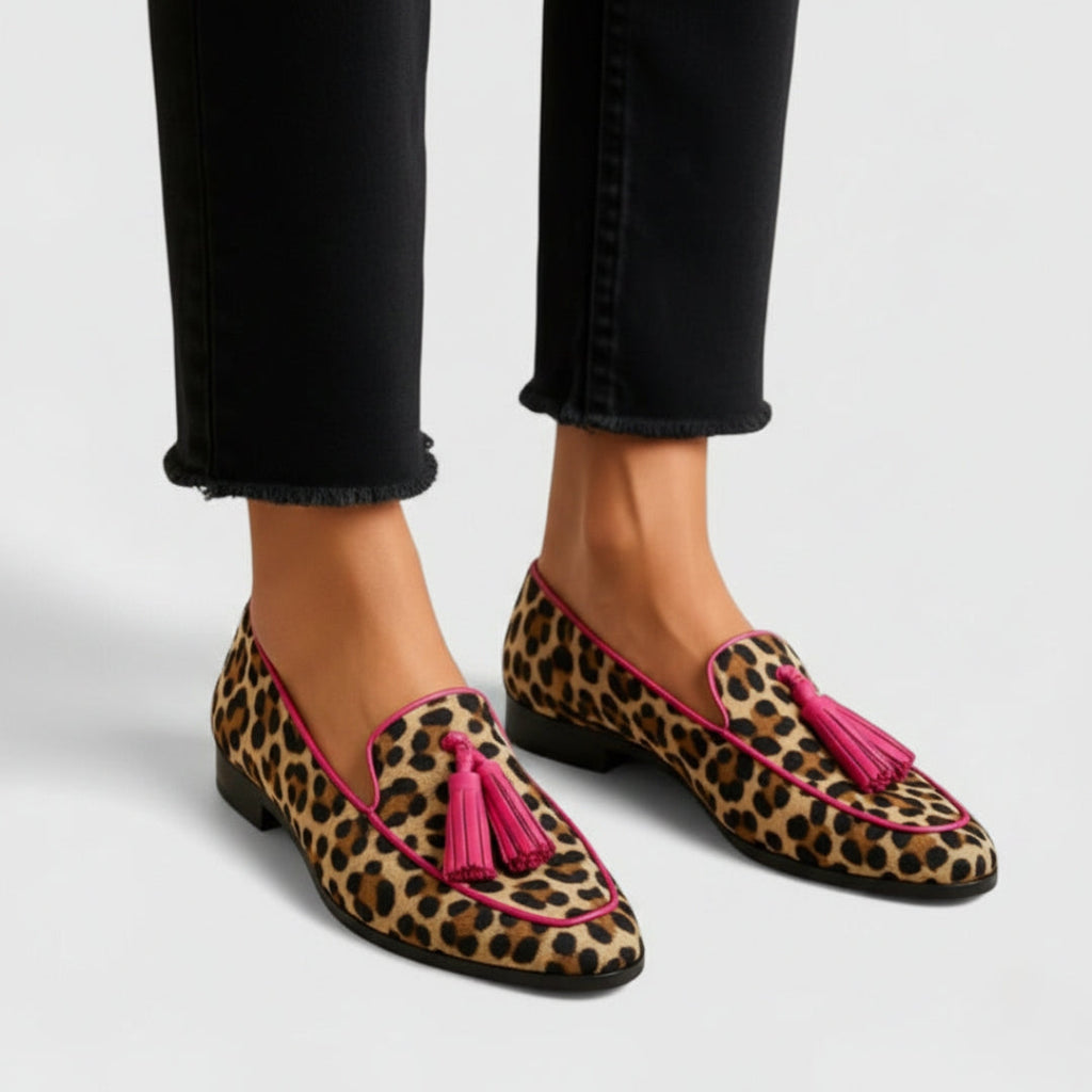 Mocasines con Estampado Animal y Soporte de Arco