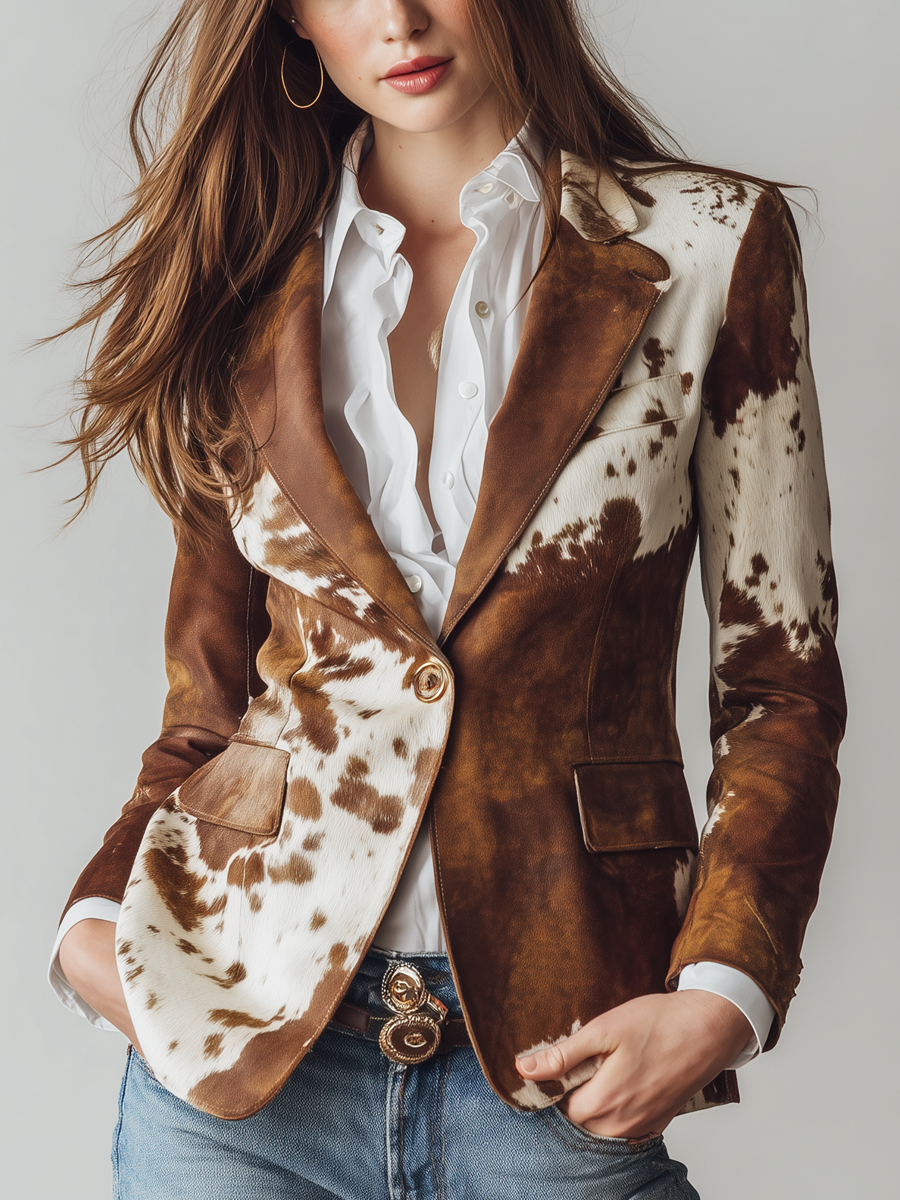 Blazer con Estampado Animal Vintage