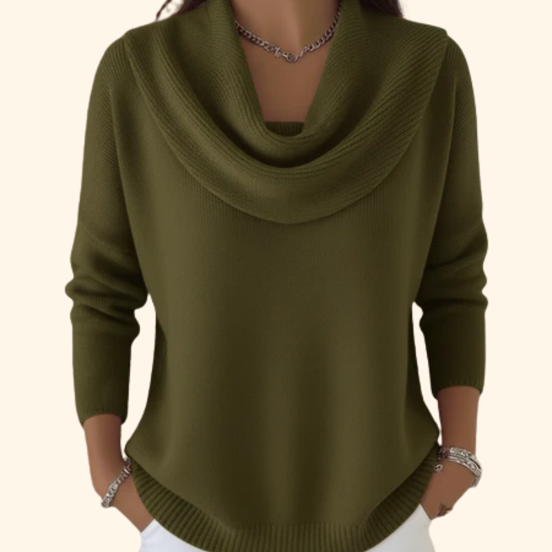 Jersey de Cuello Vuelto Drapeado