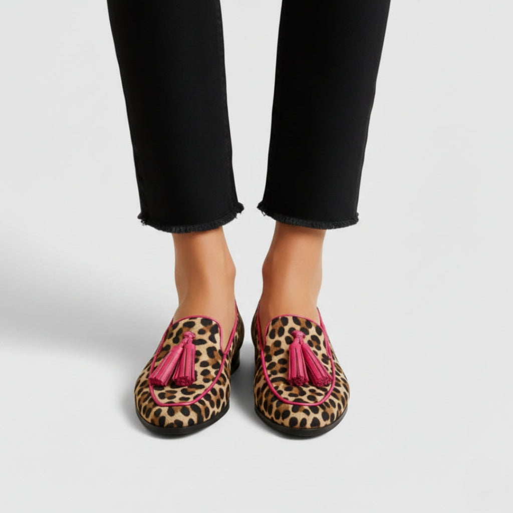 Mocasines con Estampado Animal y Soporte de Arco