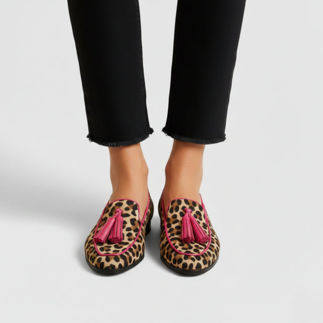 Mocasines con Estampado Animal y Soporte de Arco