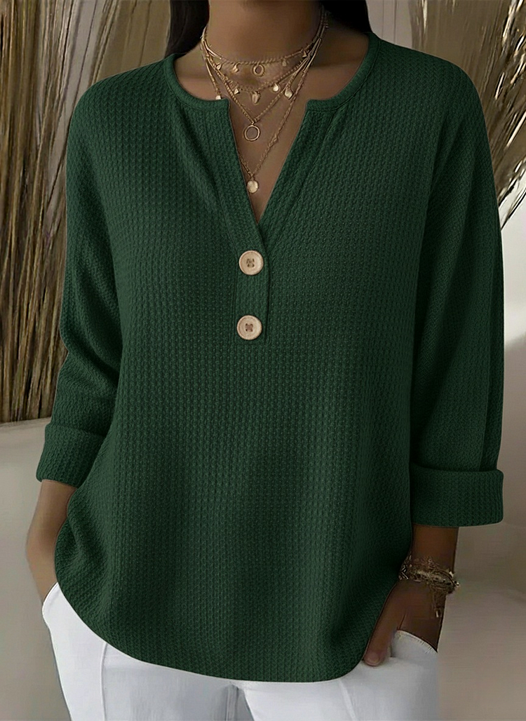 Top Henley de Punto Waffle con Botones