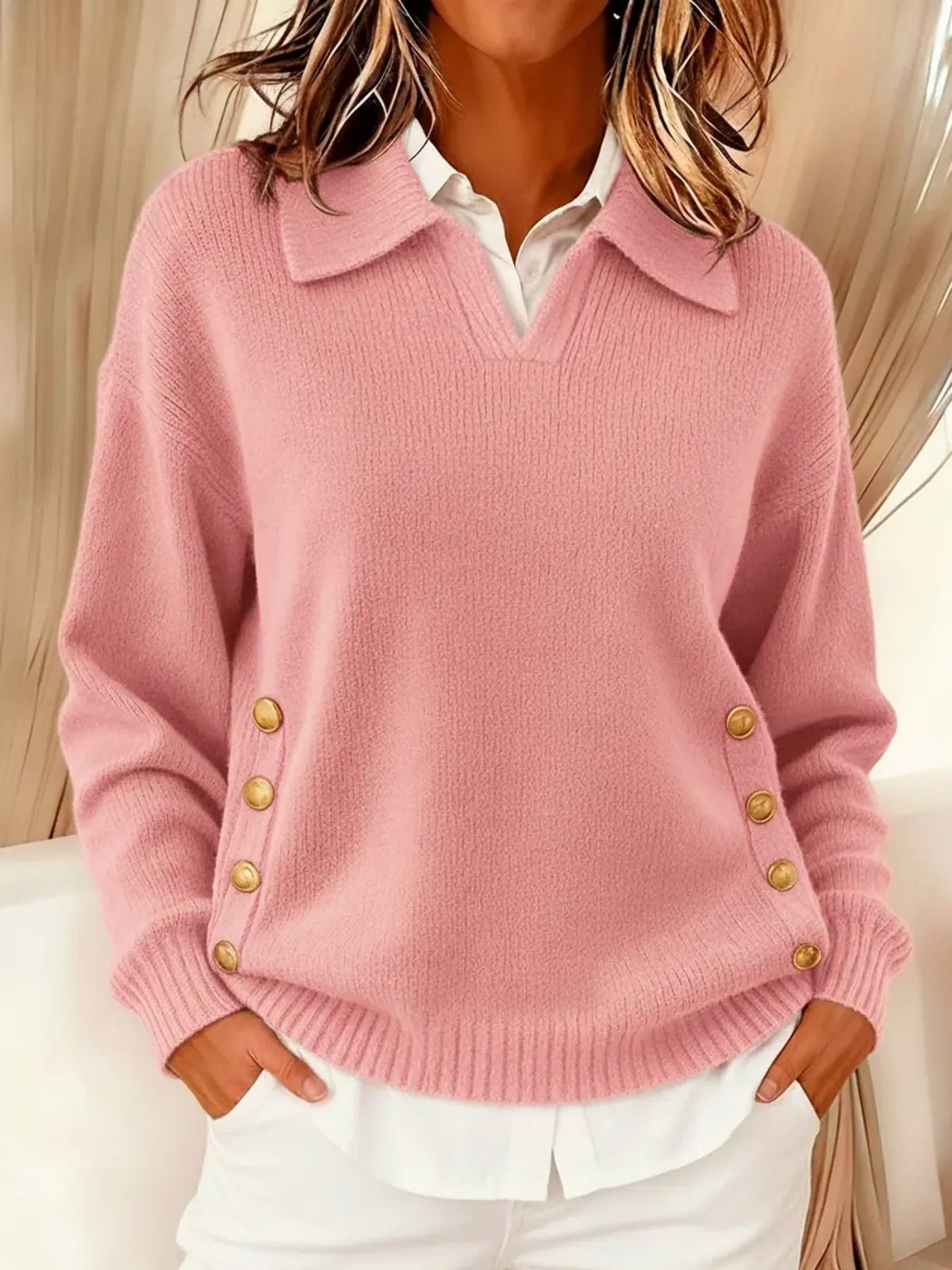 Jersey de Cuello en V con Solapa Tipo Polo