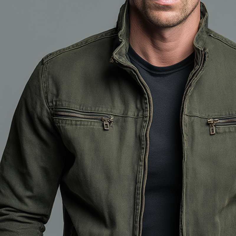 Chaqueta Militar de Campaña Vintage con Cremallera