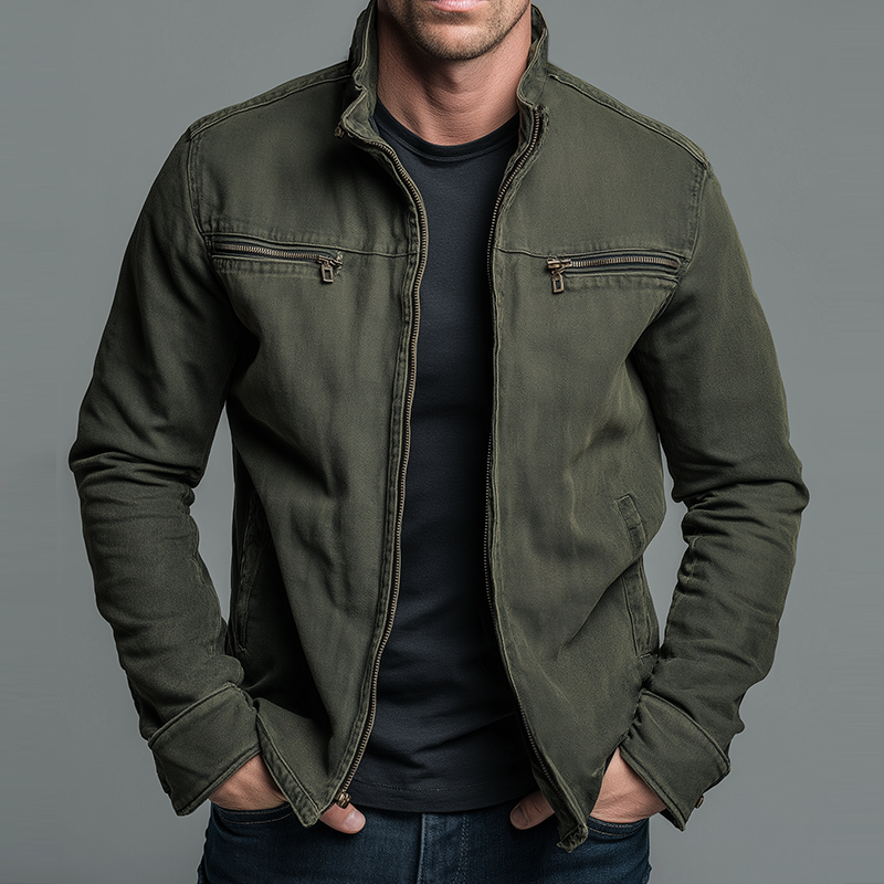 Chaqueta Militar de Campaña Vintage con Cremallera