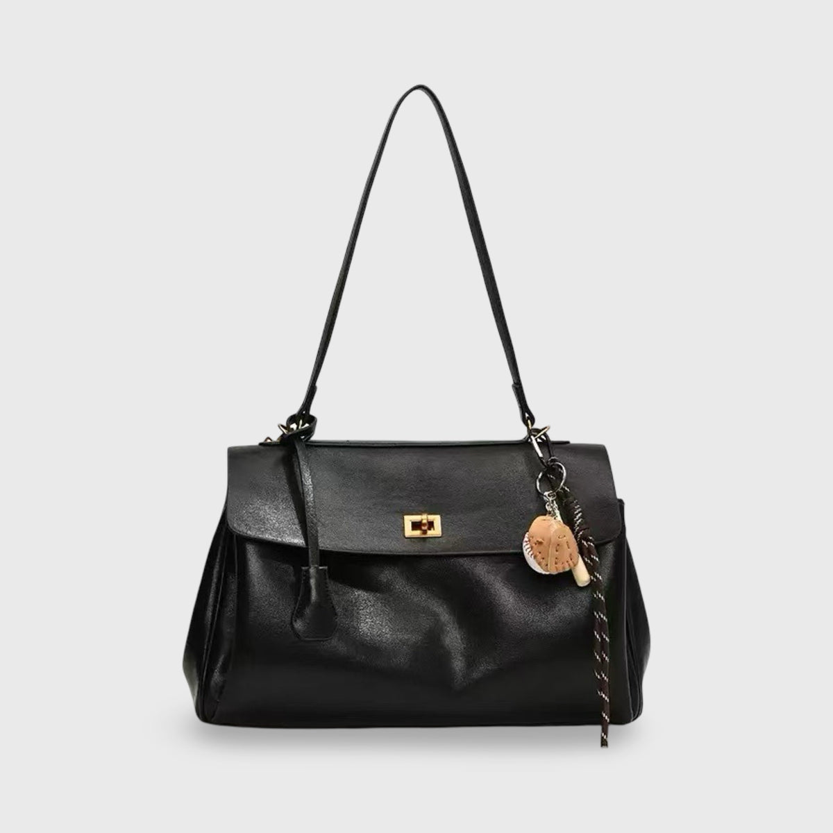 Bolso Vintage de Cuero Vegano con Herrajes Dorados