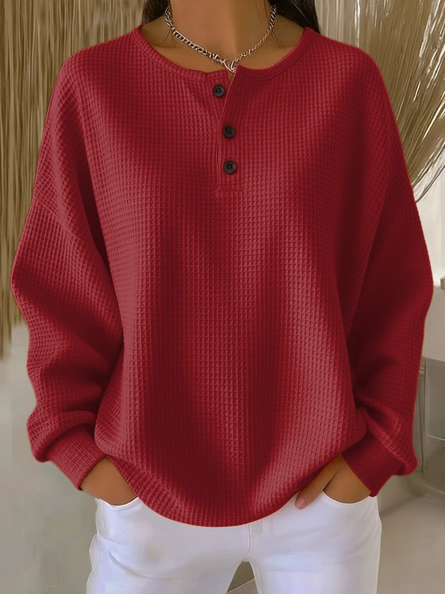 Sudadera Henley de Punto Waffle