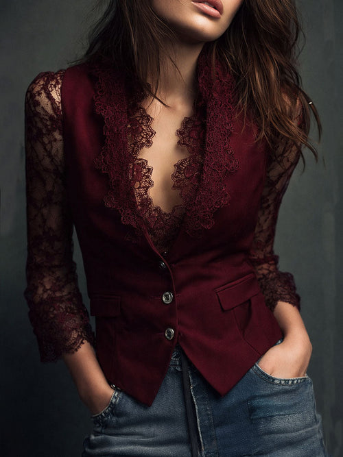Blazer con Mangas Semitransparentes
