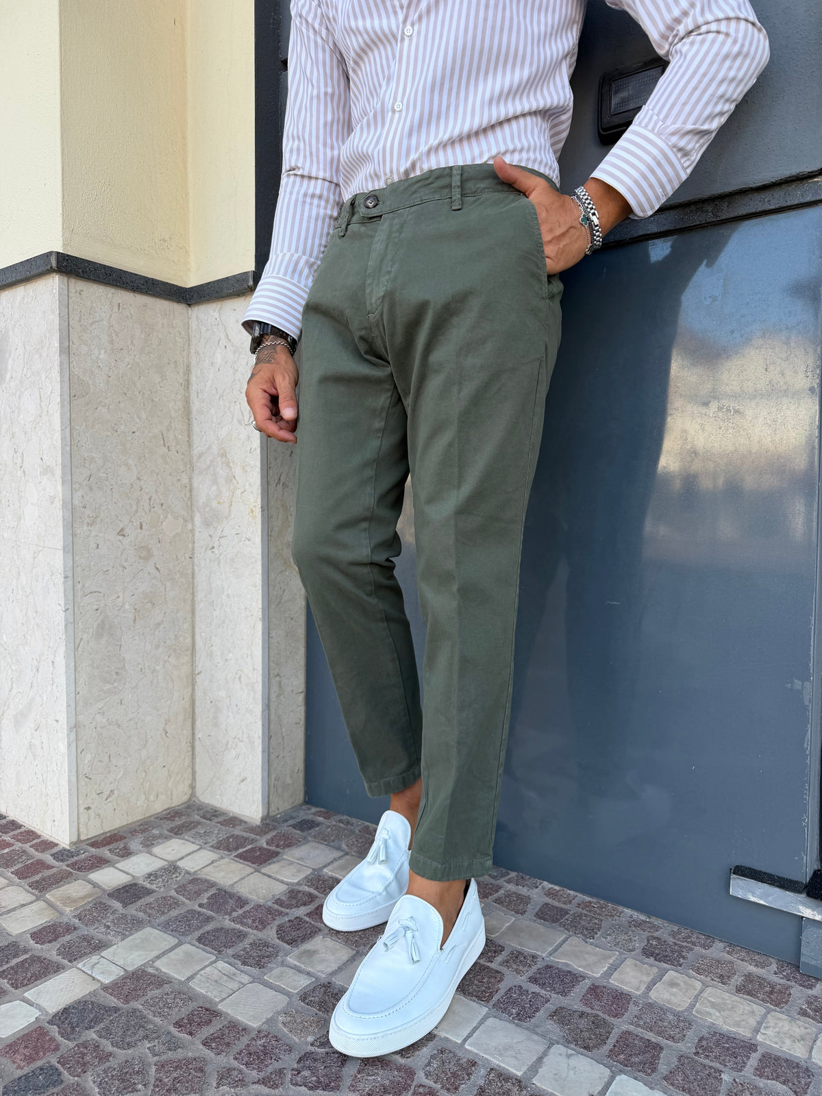 Pantalón Chino de Algodón Cálido Slim Fit