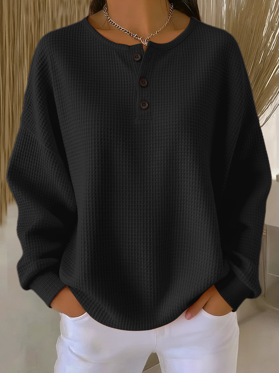 Sudadera Henley de Punto Waffle