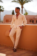 Conjunto de Lino con Cuello Cubano y Botones