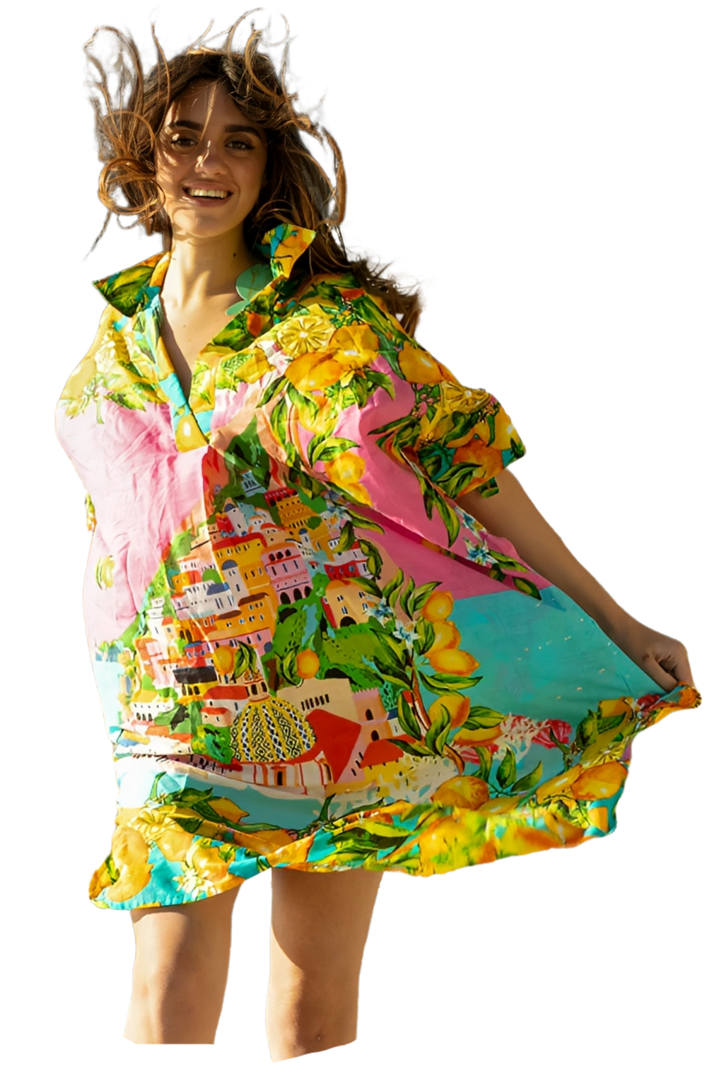 Kaftán Corto Boho de Muselina de Algodón, Talla Única Amplia
