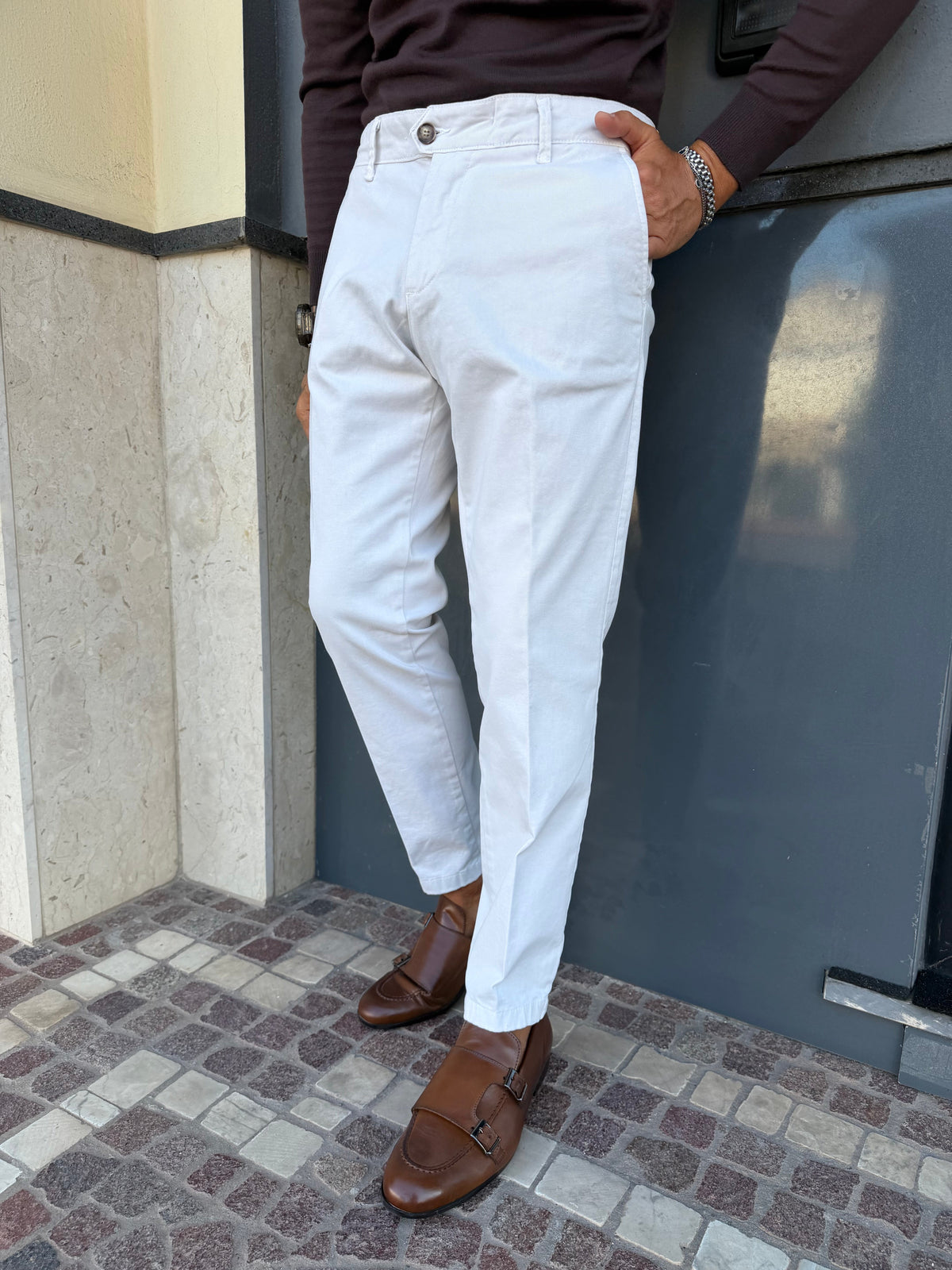 Pantalón Chino de Algodón Cálido Slim Fit
