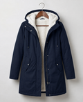 Abrigo Largo Impermeable con Capucha y Forro Sherpa