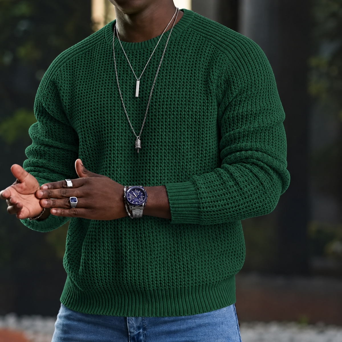 Jersey de Cuello Redondo y Manga Larga
