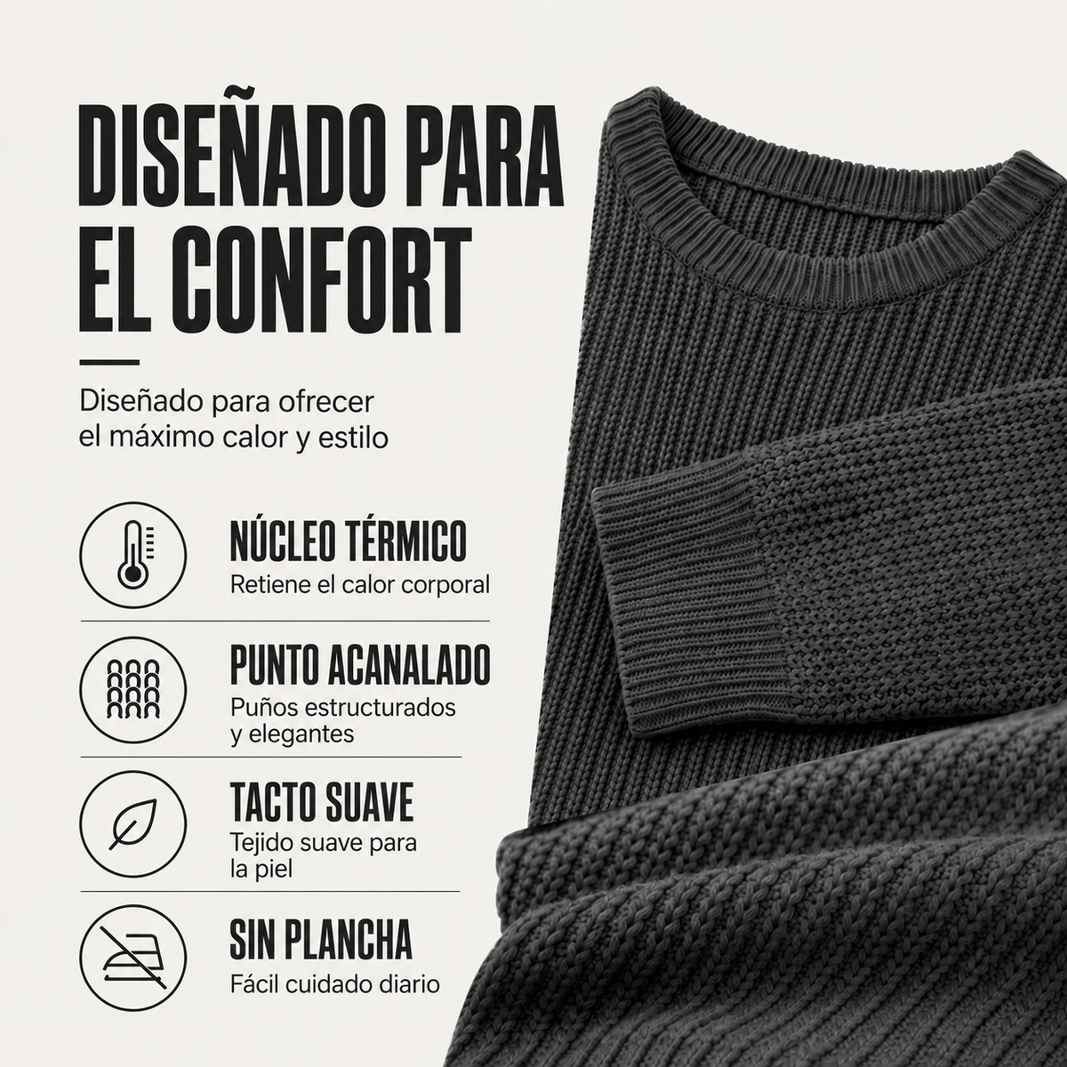 Jersey de Cuello Redondo y Manga Larga