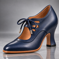 Tacones con Cordones de Piel y Tacón Curvo