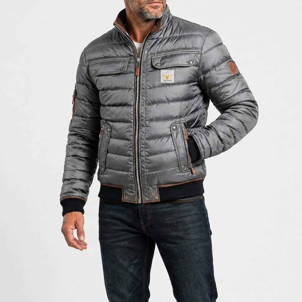 Chaqueta acolchada vintage gris