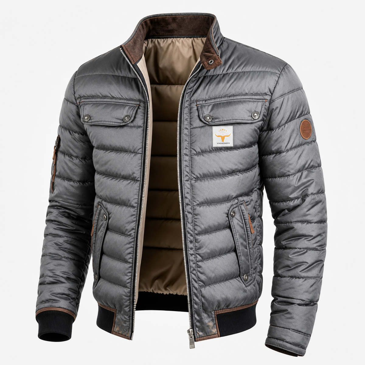 Chaqueta acolchada vintage gris