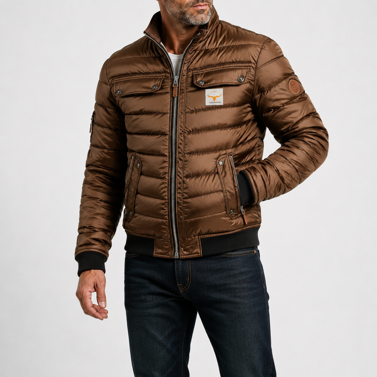 Chaqueta acolchada vintage marrón