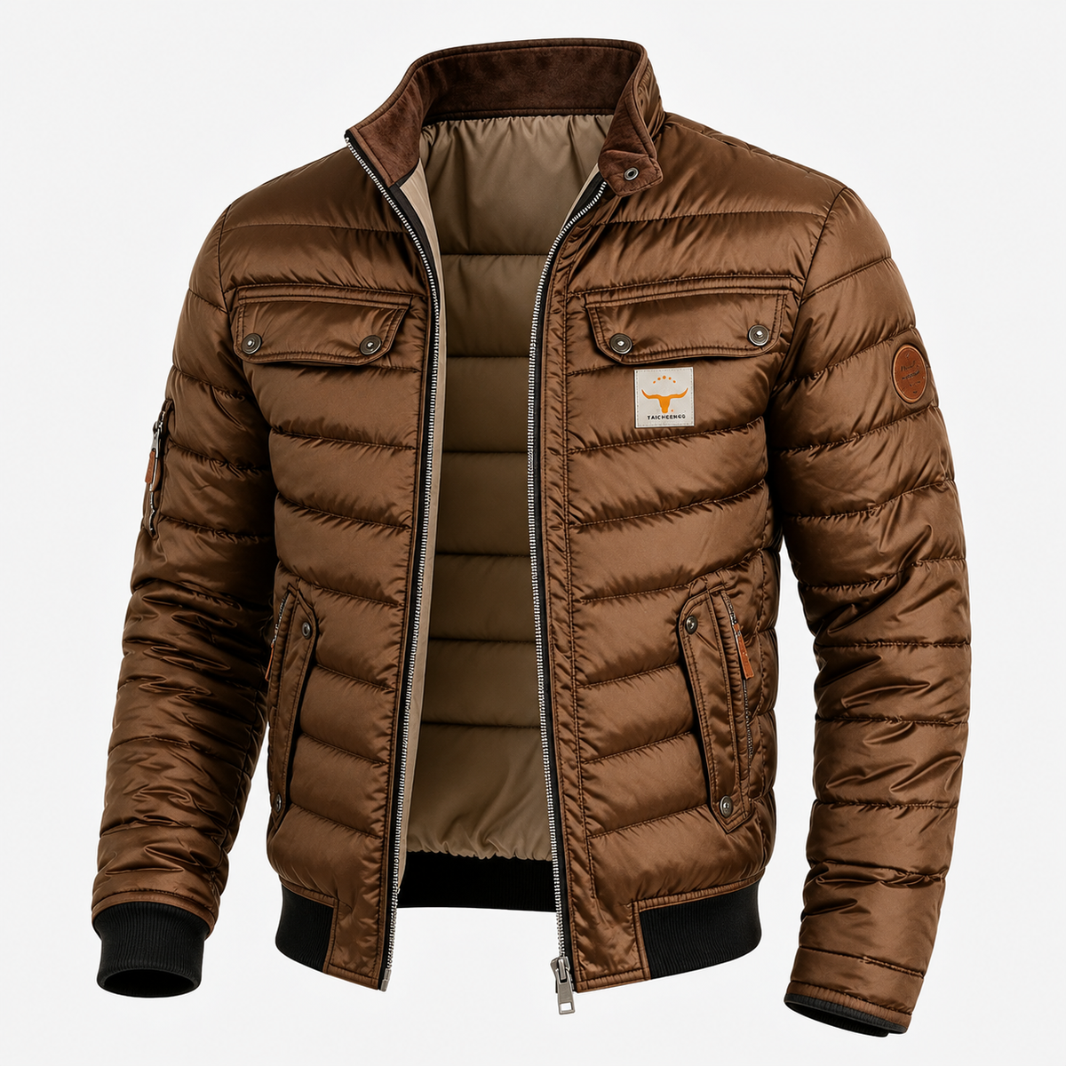 Chaqueta acolchada vintage marrón