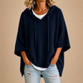 Poncho de Punto con Capucha y Manga Tres Cuartos