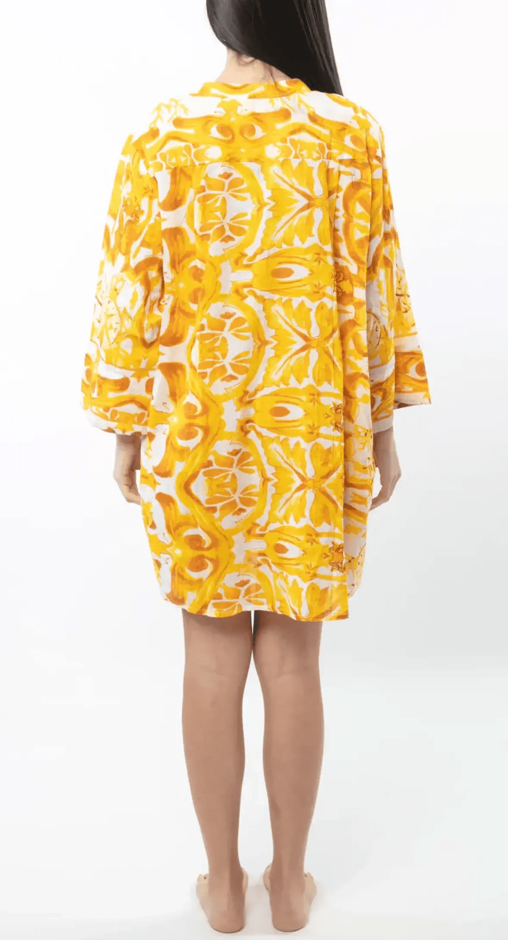 Vestido Camisero Boho Amplio de Algodón con Bolsillos y Manga Larga