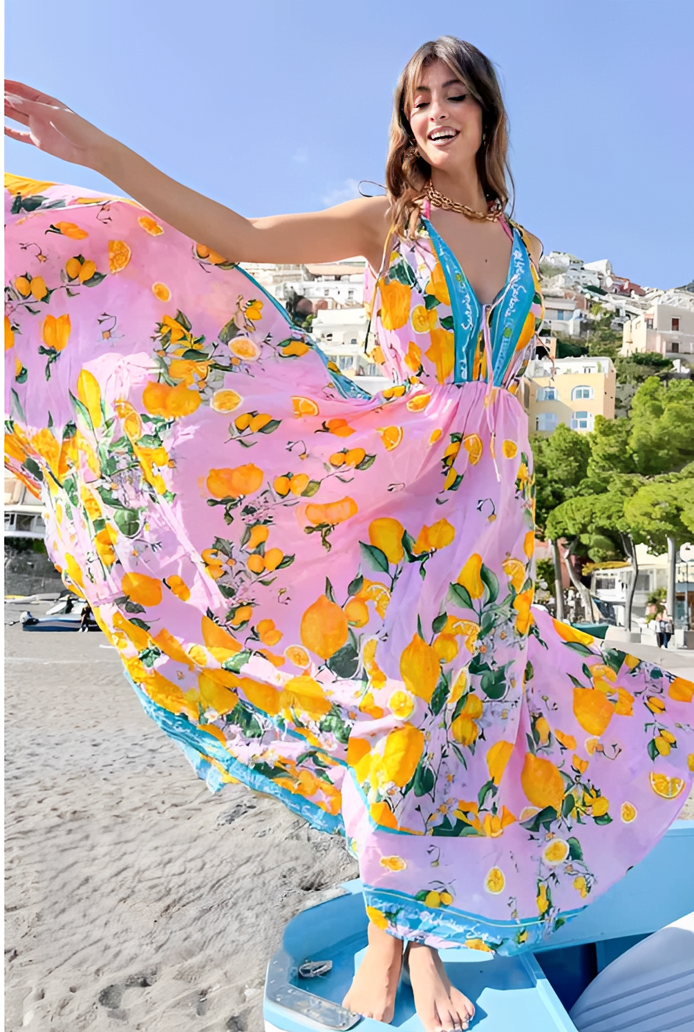 Vestido Largo Boho de Tirante Fino y Espalda Descubierta en Muselina de Algodón
