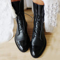 Botines de Cordones con Puntera Contrastada y Tacón Bajo