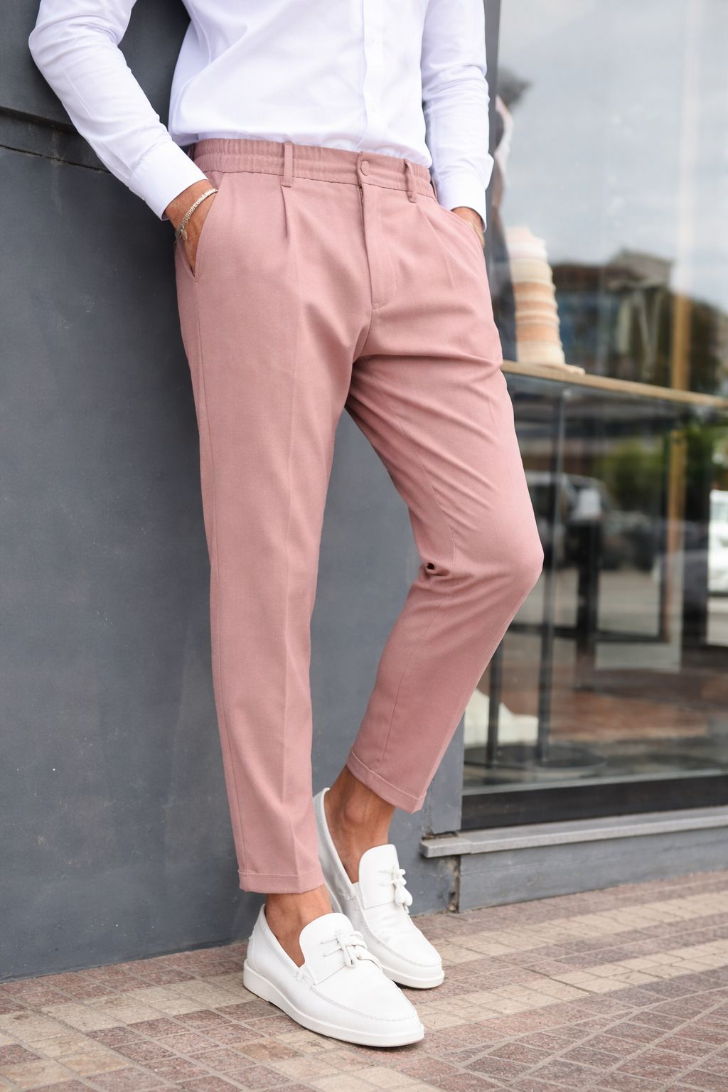 Pantalón con Cintura Elástica y Pinzas