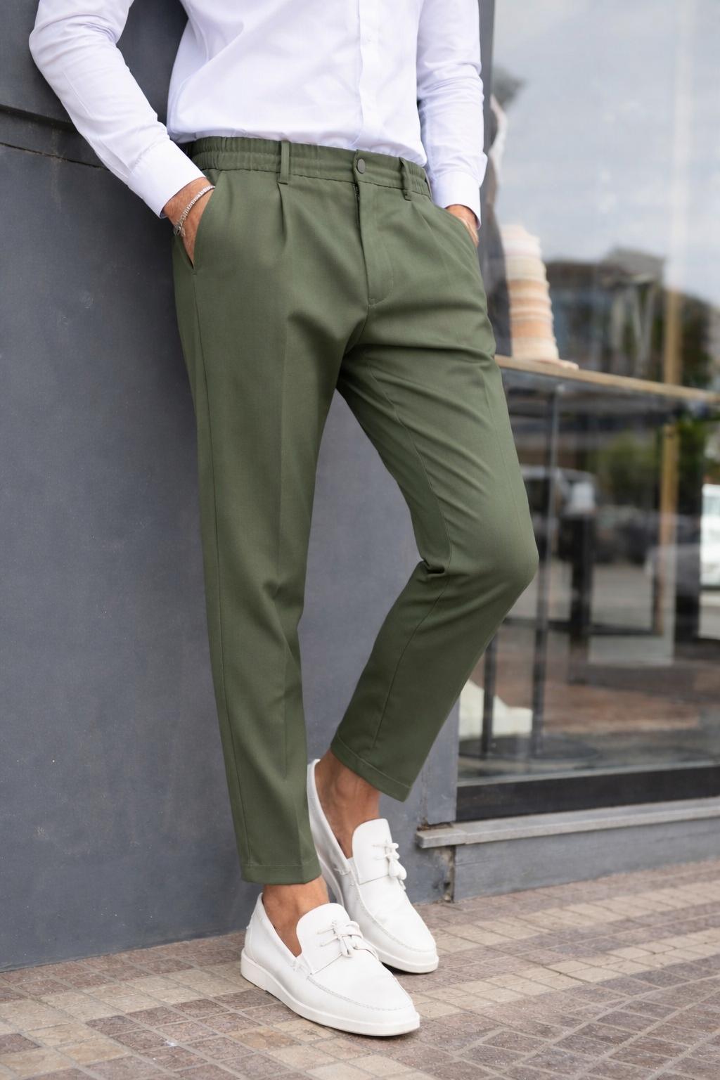 Pantalón con Cintura Elástica y Pinzas