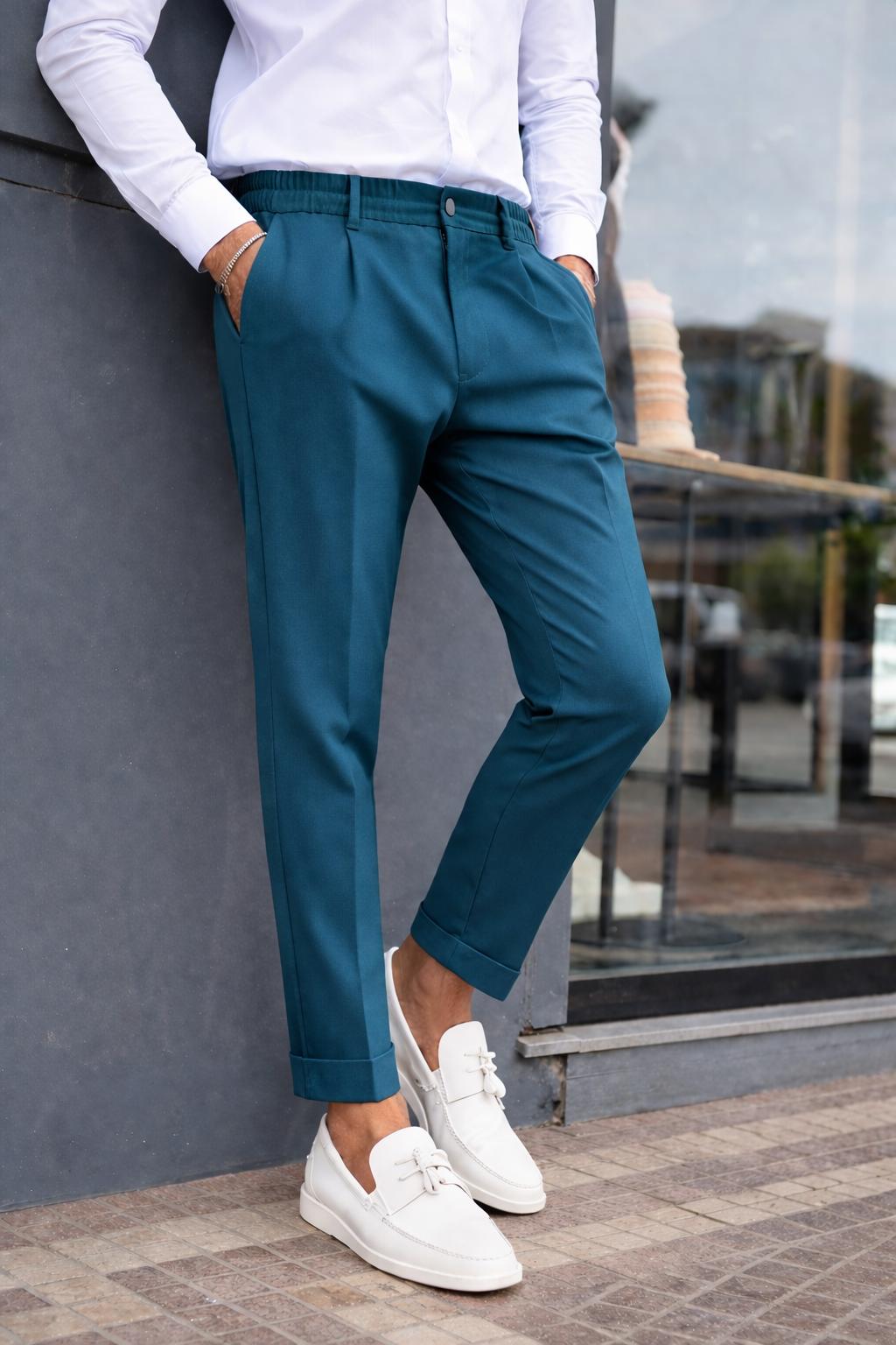 Pantalón con Cintura Elástica y Pinzas