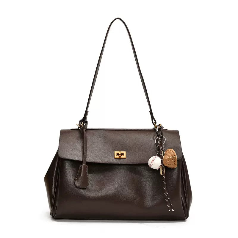Bolso Vintage de Cuero Vegano con Herrajes Dorados